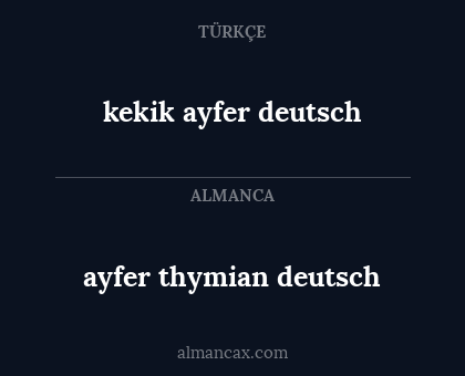 ayfer thymian deutsch - kekik ayfer deutsch