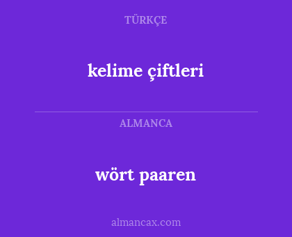 kelime çiftleri - wört paaren