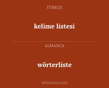 wörterliste - kelime listesi