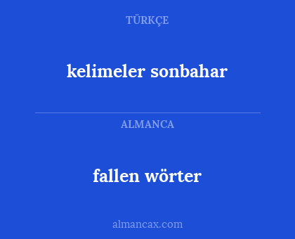 fallen wörter - kelimeler sonbahar