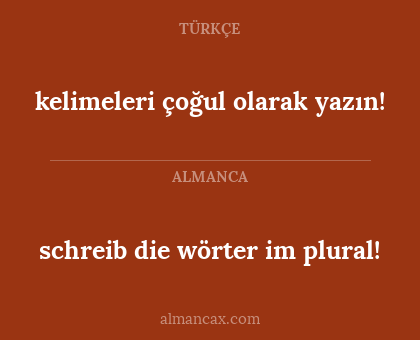 schreib die wörter im plural! - kelimeleri çoğul olarak yazın!