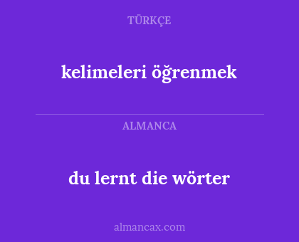 kelimeleri öğrenmek - du lernt die wörter