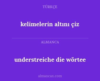 kelimelerin altını çiz - understreiche die wörtee