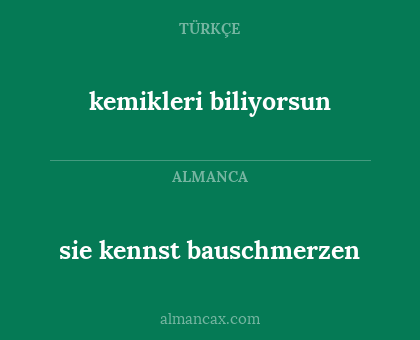 kemikleri biliyorsun - sie kennst bauschmerzen