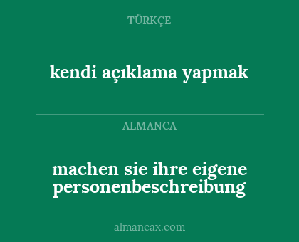 kendi açıklama yapmak - machen sie ihre eigene personenbeschreibung