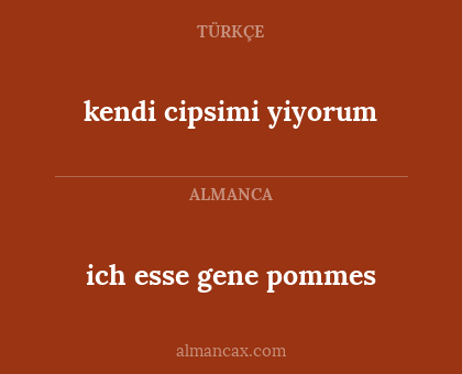 ich esse gene pommes - kendi cipsimi yiyorum