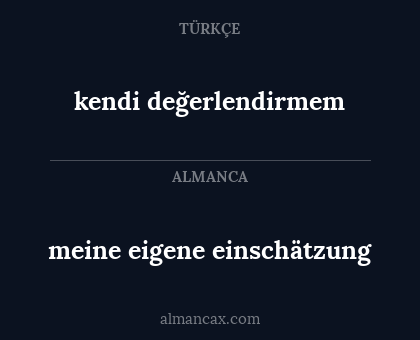 meine eigene einschätzung - kendi değerlendirmem