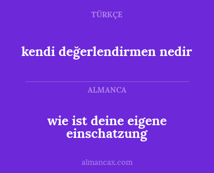 wie ist deine eigene einschatzung - kendi değerlendirmen nedir