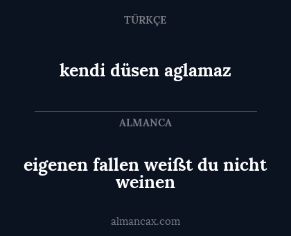 kendi düsen aglamaz - eigenen fallen weißt du nicht weinen