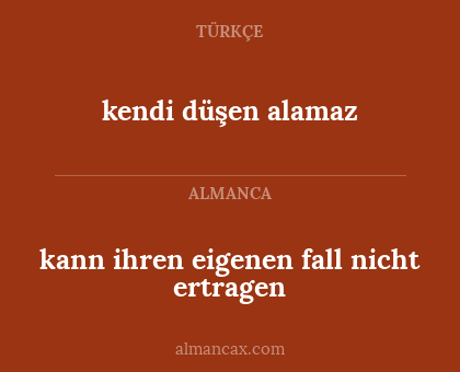 kann ihren eigenen fall nicht ertragen - kendi düşen alamaz