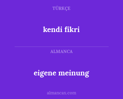 eigene meinung - kendi fikri