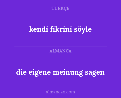 die eigene meinung sagen - kendi fikrini söyle