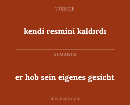 er hob sein eigenes gesicht - kendi resmini kaldırdı