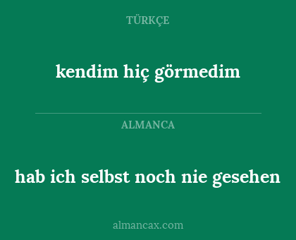 kendim hiç görmedim - hab ich selbst noch nie gesehen
