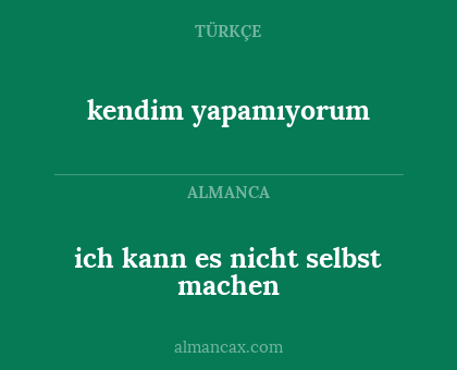 kendim yapamıyorum - ich kann es nicht selbst machen