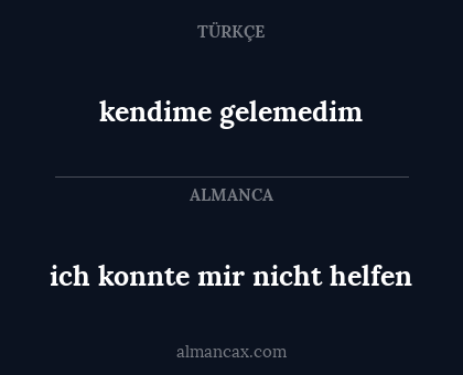 kendime gelemedim - ich konnte mir nicht helfen