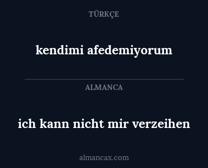 ich kann nicht mir verzeihen - kendimi afedemiyorum
