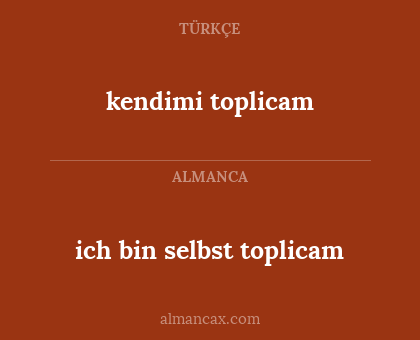 kendimi toplicam - ich bin selbst toplicam