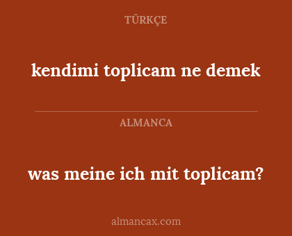 was meine ich mit toplicam? - kendimi toplicam ne demek
