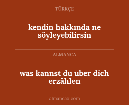 was kannst du uber dich erzählen - kendin hakkında ne söyleyebilirsin