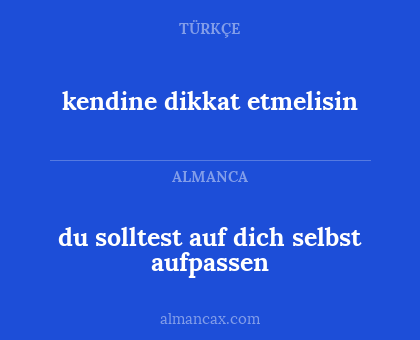 kendine dikkat etmelisin - du solltest auf dich selbst aufpassen