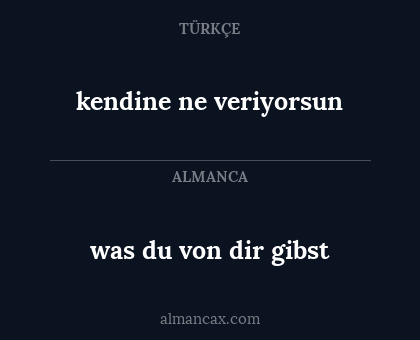 kendine ne veriyorsun - was du von dir gibst