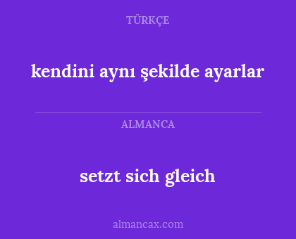 setzt sich gleich - kendini aynı şekilde ayarlar
