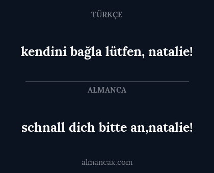 kendini bağla lütfen, natalie! - schnall dich bitte an,natalie!