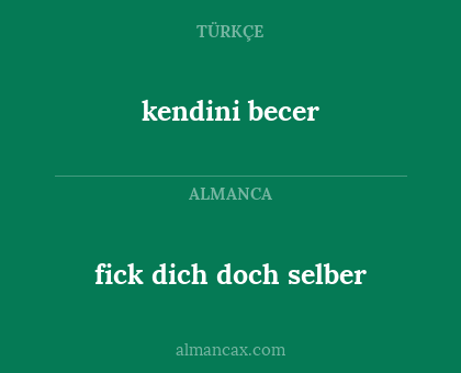 kendini becer - fick dich doch selber