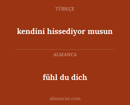 fühl du dich - kendini hissediyor musun