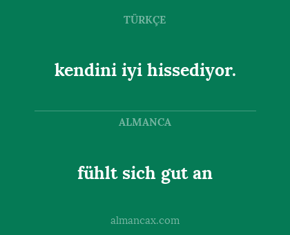 fühlt sich gut an - kendini iyi hissediyor.