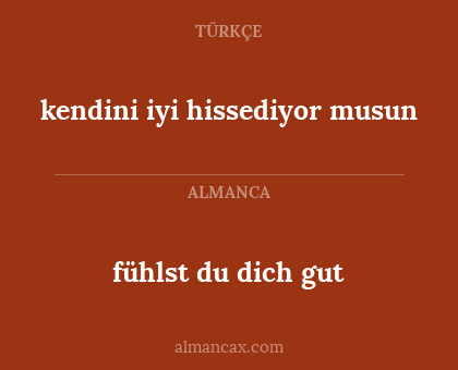 kendini iyi hissediyor musun - fühlst du dich gut