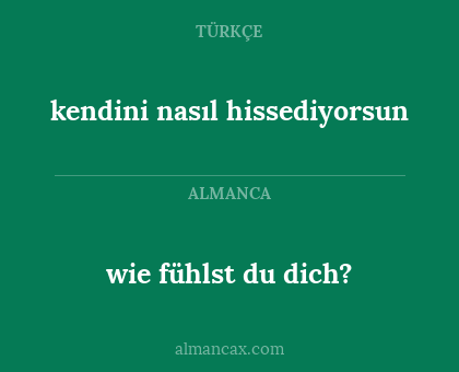 kendini nasıl hissediyorsun - wie fühlst du dich?