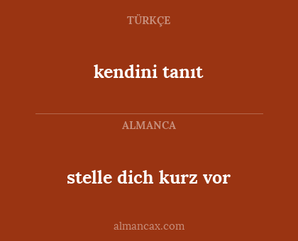 stelle dich kurz vor - kendini tanıt