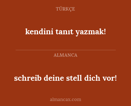 kendini tanıt yazmak! - schreib deine stell dich vor!