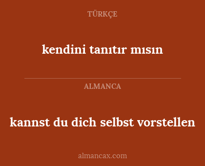 kendini tanıtır mısın - kannst du dich selbst vorstellen