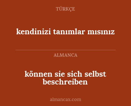 kendinizi tanımlar mısınız - können sie sich selbst beschreiben