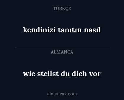kendinizi tanıtın nasıl - wie stellst du dich vor