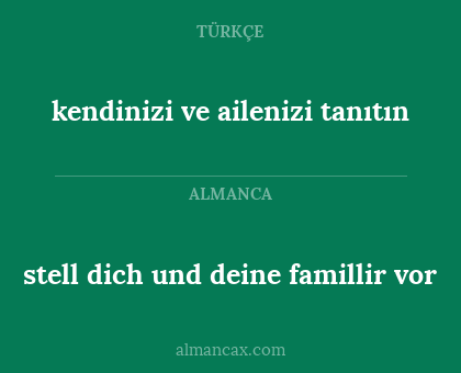 kendinizi ve ailenizi tanıtın - stell dich und deine famillir vor