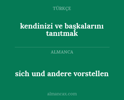 kendinizi ve başkalarını tanıtmak - sich und andere vorstellen
