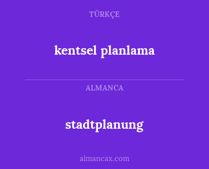 kentsel planlama - stadtplanung
