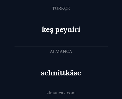 schnittkäse - keş peyniri