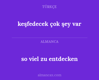 so viel zu entdecken - keşfedecek çok şey var