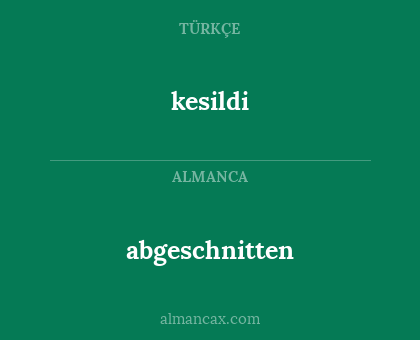 abgeschnitten - kesildi