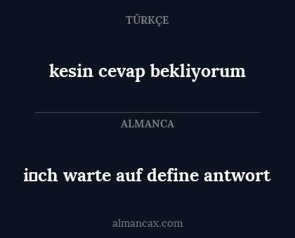 i̇ch warte auf define antwort - kesin cevap bekliyorum