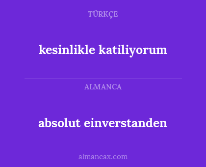 absolut einverstanden - kesinlikle katiliyorum