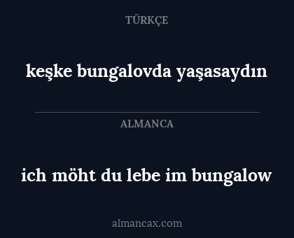 keşke bungalovda yaşasaydın - ich möht du lebe im bungalow