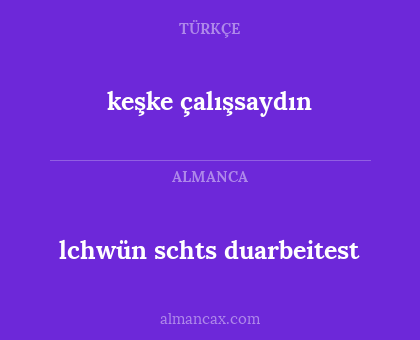 lchwün schts duarbeitest - keşke çalışsaydın