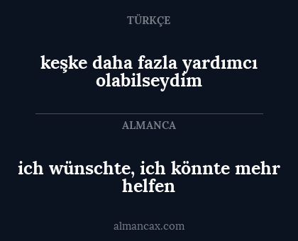 keşke daha fazla yardımcı olabilseydim - ich wünschte, ich könnte mehr helfen
