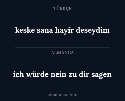 ich würde nein zu dir sagen - keske sana hayir deseydim